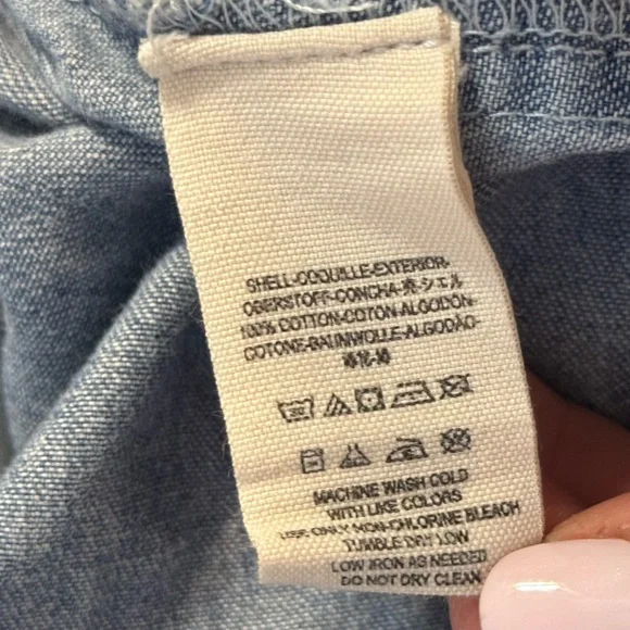 Free People Rivet Blue Denim Jean Chambray Long Sleeve Romper Large - Picture 8 of 11